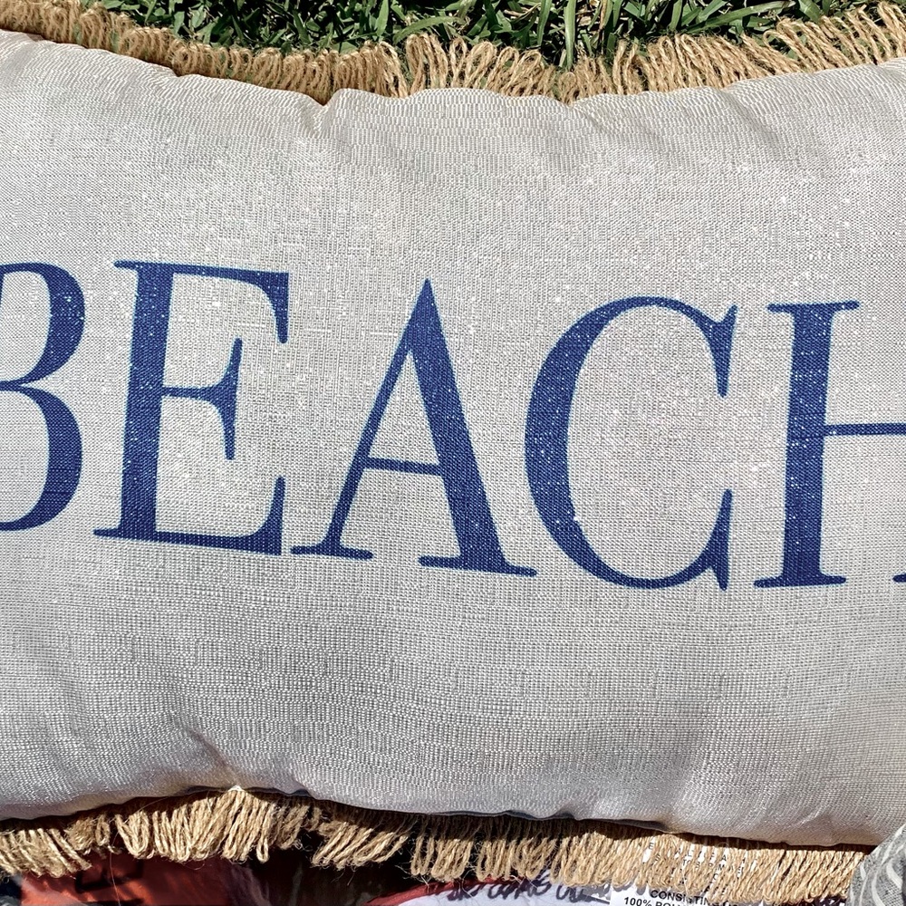 Nautical beach themed throw pillow